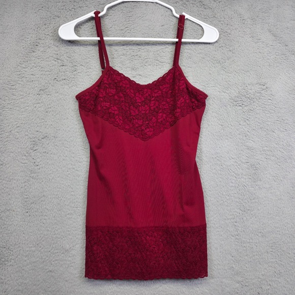 Y2K Studio Y Tank Top Womens S Red‎ Floral Lace Trim Babydoll Elegant Timeless - Picture 1 of 10